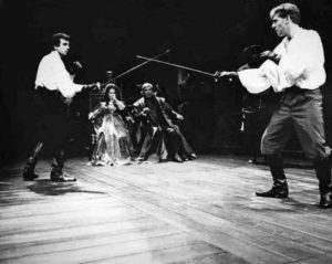 Hamlet and Laertes in a 1989 National Theatre production.