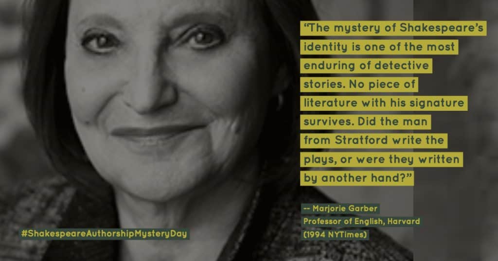 Shakespeare Authorship Mystery Day - Marjorie Garber