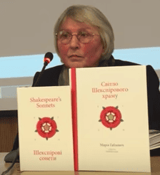 Maria Hablevych presents Shakespeare books in Ukrainian