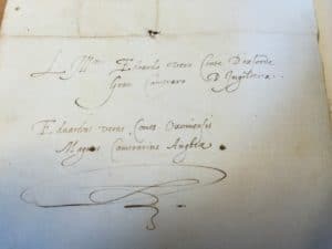 Oxford's signature in Italian and Latin to the Venetian Council of Ten