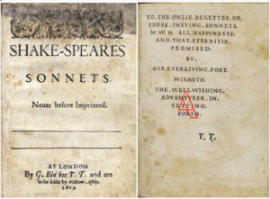 Shakespeare's Sonnets title and dedication page