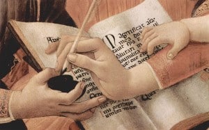 Detail from Sandro Botticelli's Madonna del Magnificat